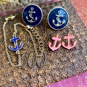 Ahoy! Fun in the  Sun - Seaside Summer Anchor Earrings & Bracelet